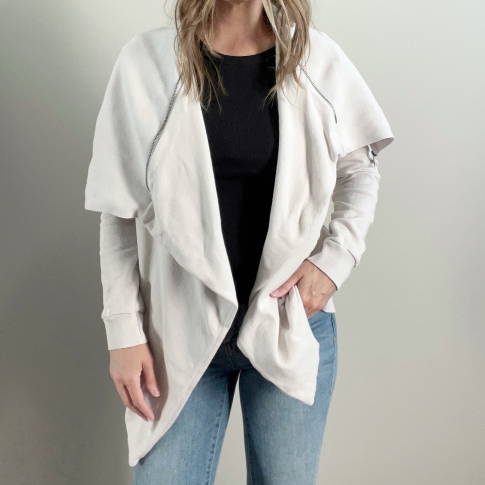 ALLSAINTS Dahlia Asymmetric Open front Statement collar Sweatshirt Cardigan